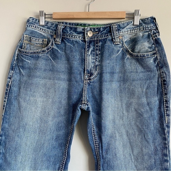 ROCK & Roll Cowboy Pistol Straight Leg Jeans 36x32 (Meas. 34W)Thick Stitching - Picture 3 of 8